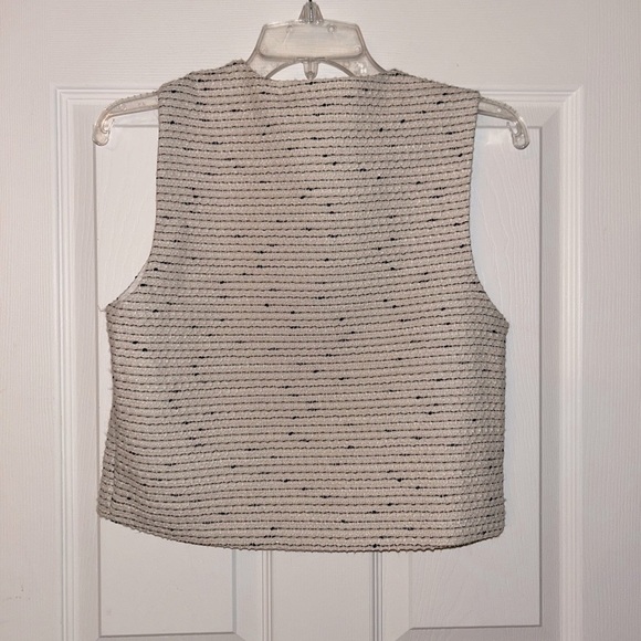 Tullea Textured Button-Up Vest - Cream and Black Small - Picture 3 of 3